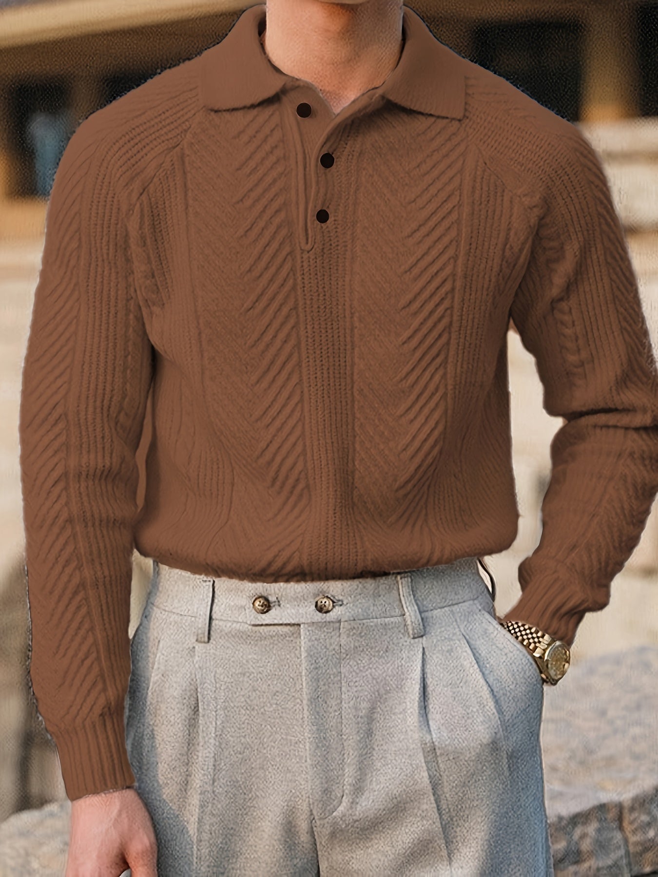 Adrian – Strukturierter Strick-Polo-Pullover