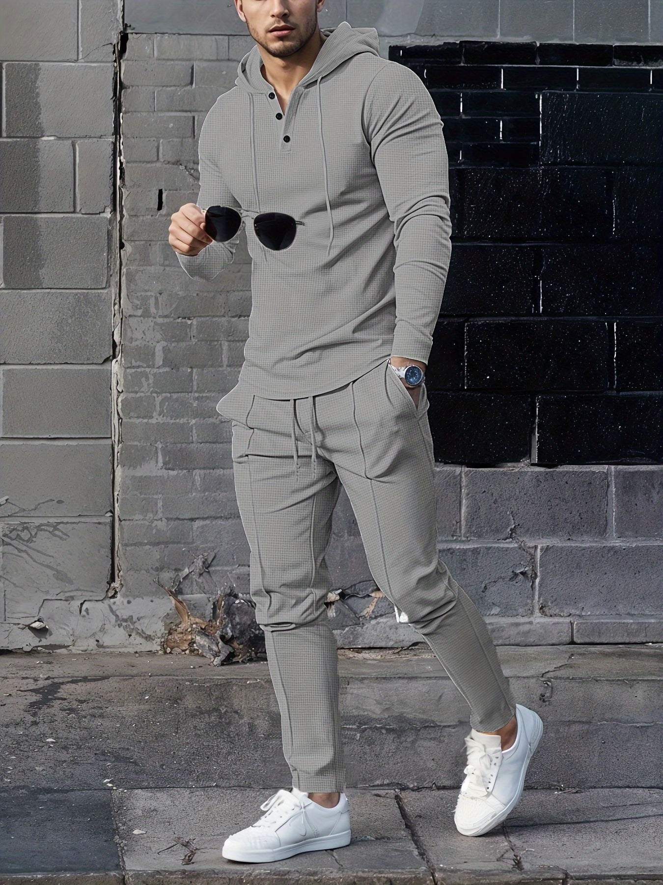 Mason - Waffelstrick-Hoodie & Jogger-Set