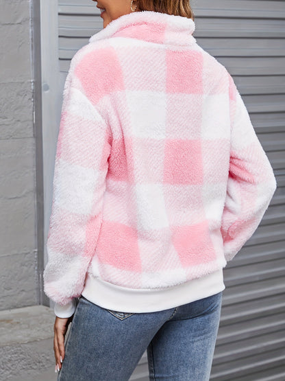 Emilia – Kariertes Teddyfleece-Sweatshirt