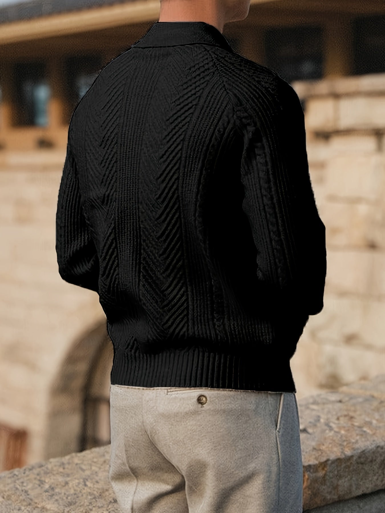 Adrian – Strukturierter Strick-Polo-Pullover