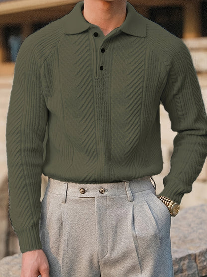 Adrian – Strukturierter Strick-Polo-Pullover