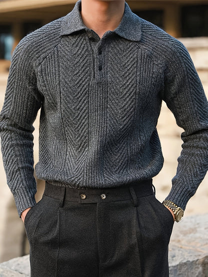 Adrian – Strukturierter Strick-Polo-Pullover