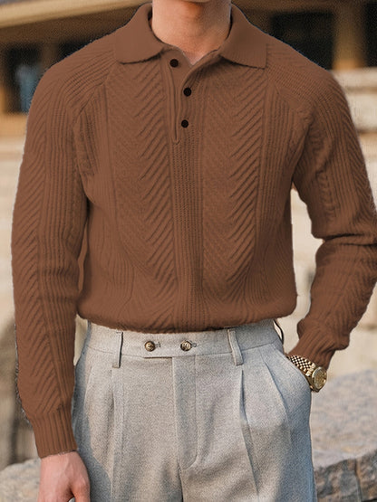 Adrian – Strukturierter Strick-Polo-Pullover