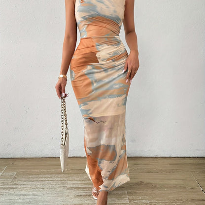 Élodie – Mesh Kleid mit Wolkenmuster