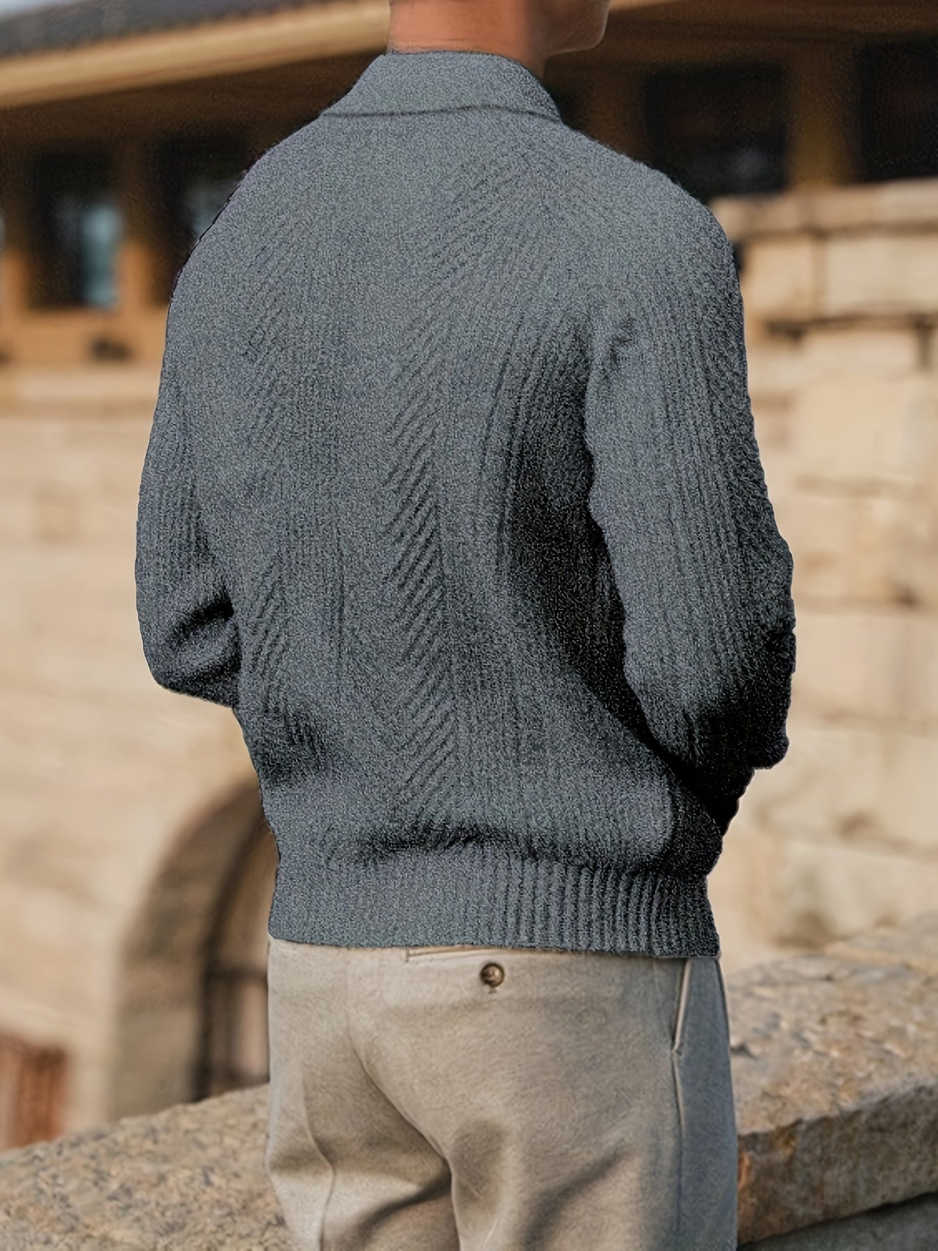 Adrian – Strukturierter Strick-Polo-Pullover
