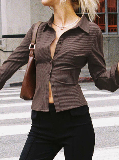 Veronica - Retro-Stil Bluse mit Knopfleiste