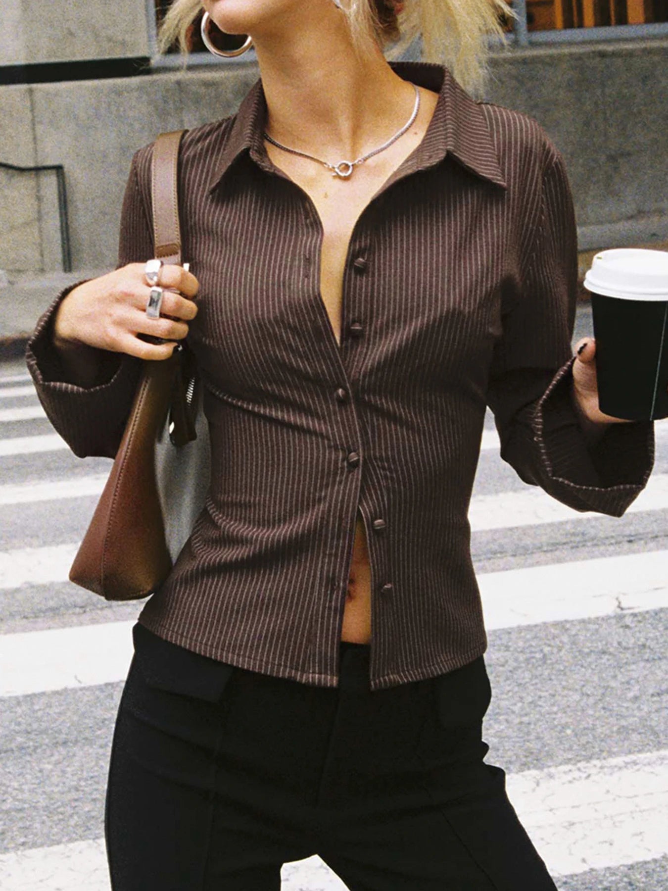 Veronica - Retro-Stil Bluse mit Knopfleiste